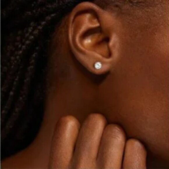 Moissanite 0.5 CT Round Stud Earrings 6 Prong Sterling Silver 925 Stamped NWT - Picture 3 of 14